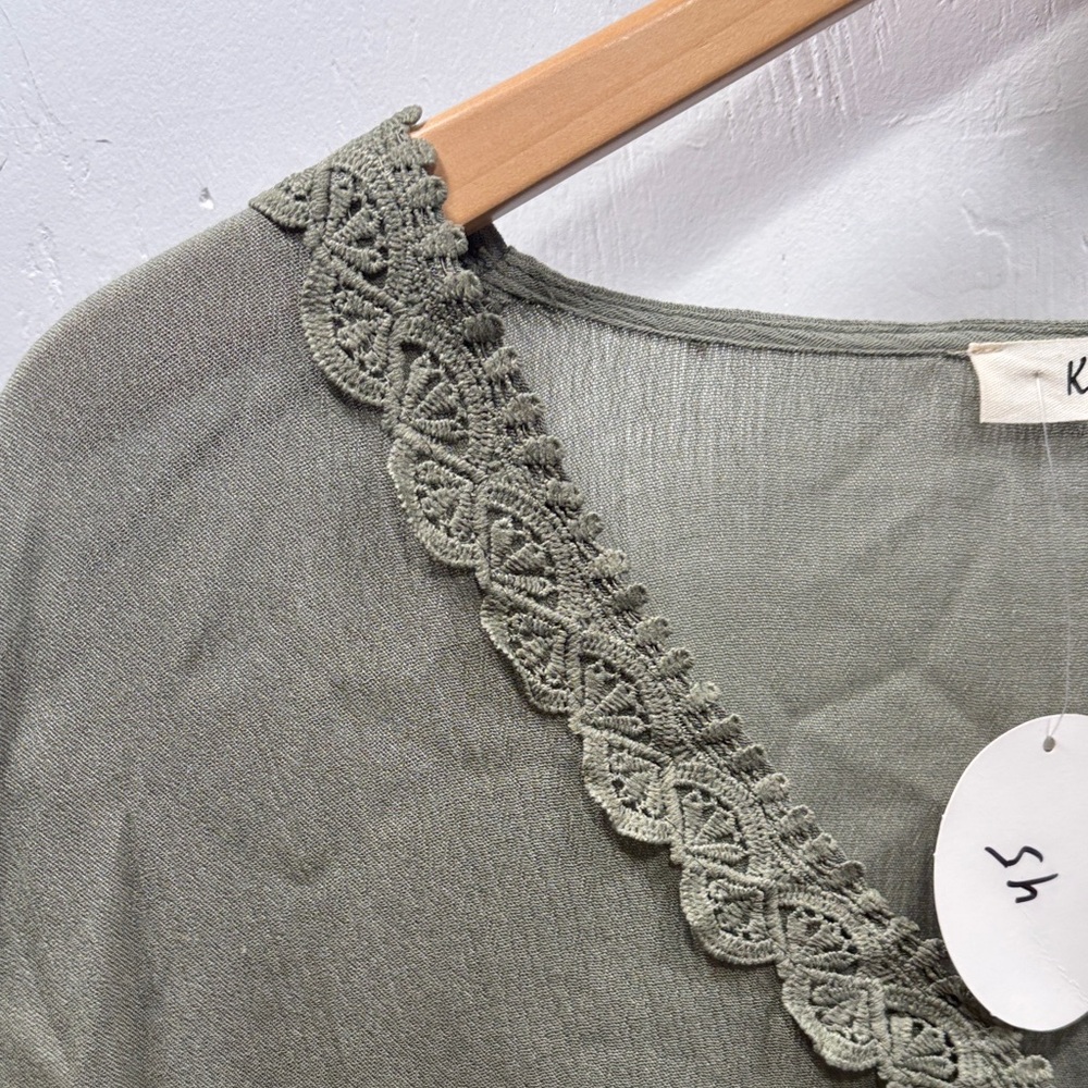 Sigrid Olive Green Lace Trim Tunic Top - Picture 5 of 8